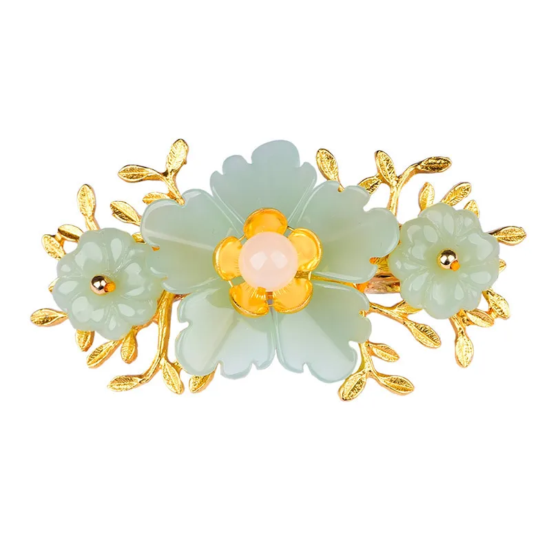 Gold Plated Jewelry - Xanh Ngọc Hoa Barrette Nhà Thiết