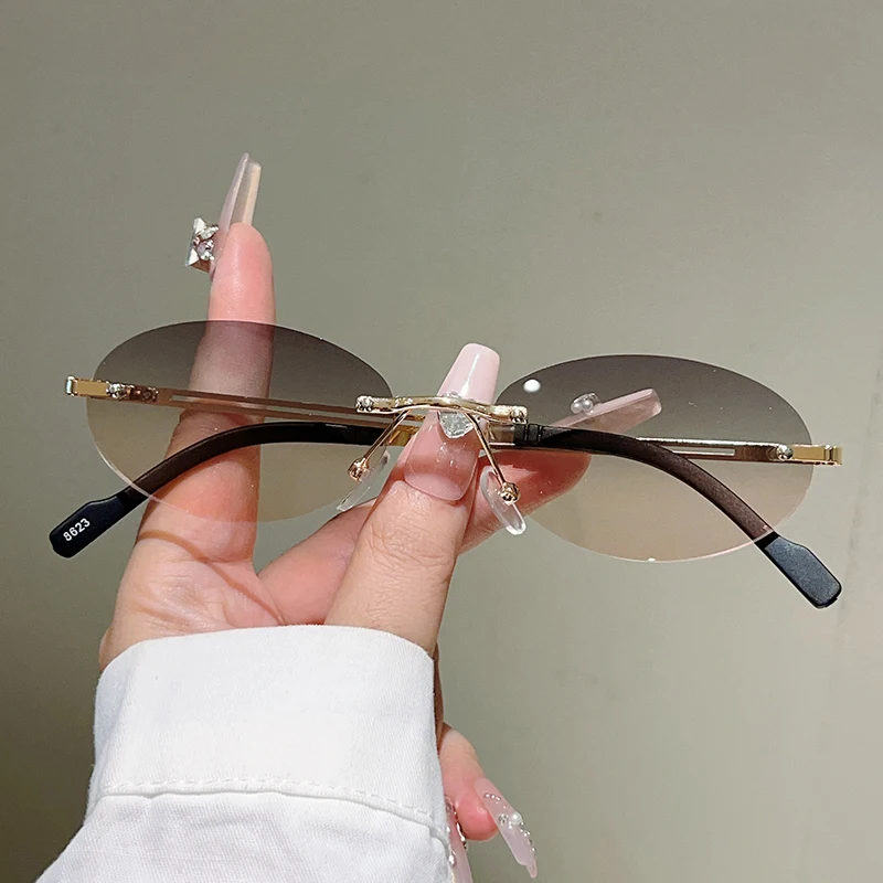 Rimless Oval Sunglasses Women  - đánh giá và giá Sunglasses Uv400