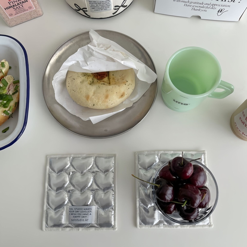Korean Ins Love Quilted Metal  - đánh giá và giá Marble Coaster Set